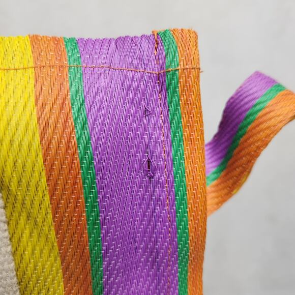 Urban Outfitters BDG Serena Mesh Tote Bag Medium Size Multi Stripe Purple Yellow - Picture 2 of 14